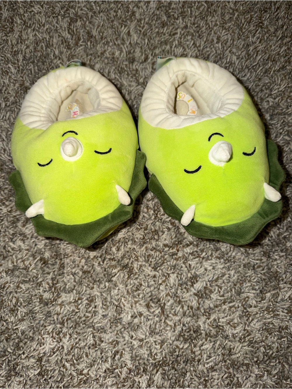 Plush Green Dinosaur Kids One-Piece Slippers